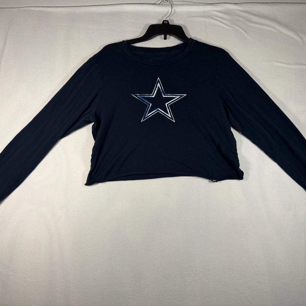 Dallas Cowboys Women's Medium Crop Top Long Sleeve Shirt NFL Football Navy Blue